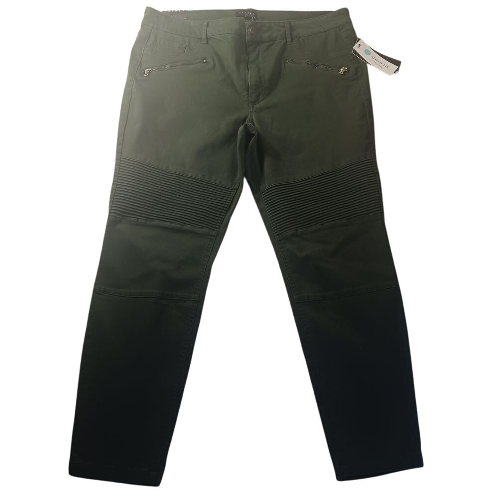 NWT Tinsel Brian Moto Skinny Pants Ribbed Knee Olive Green Womens 33‎ (35 Waist)